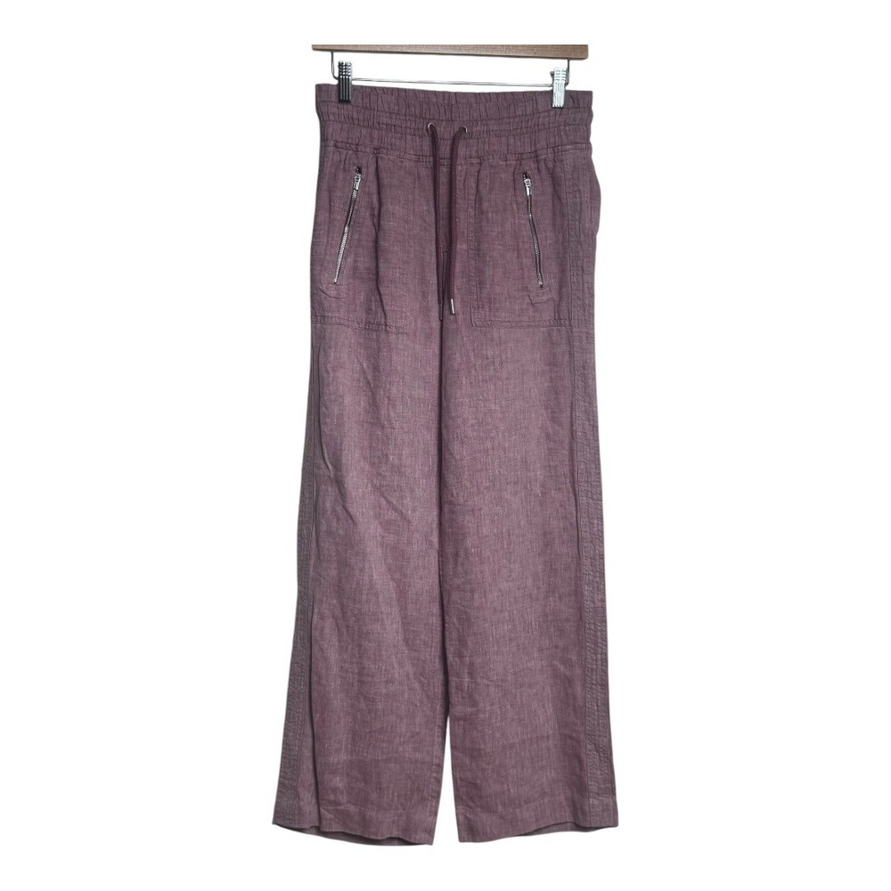 Athleta caboLinen Pants Drawstring Waist Wide‎ Leg Casual Comfort Rose - Picture 2 of 8